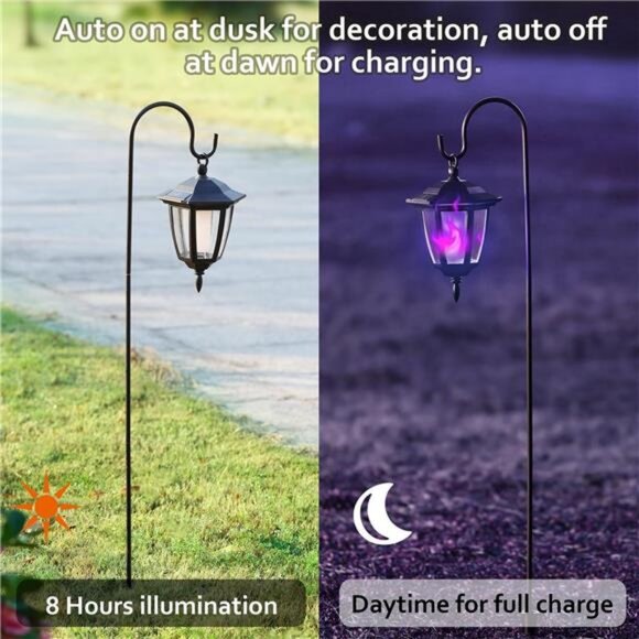 2 Pack Solar Halloween Flame Hanging Lights Outdoor,...
